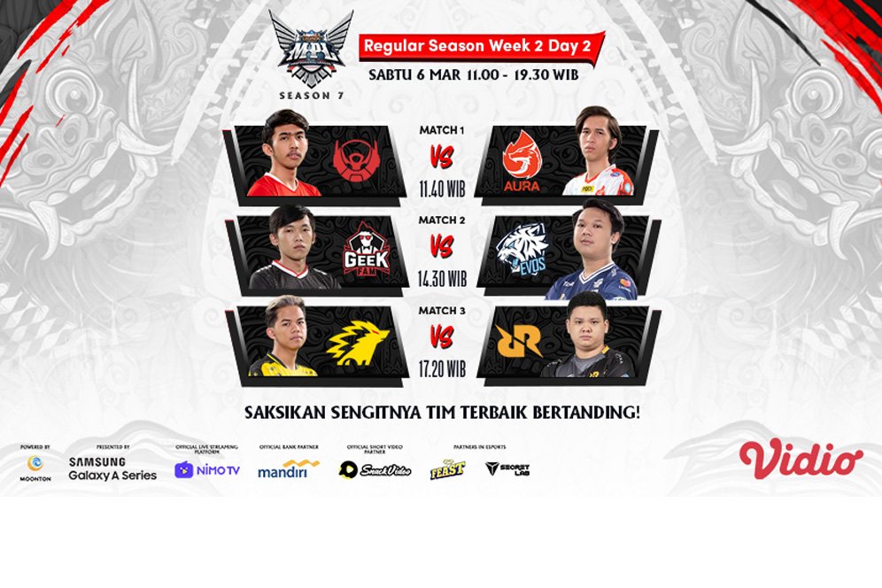 Live Streaming MPL Indonesia Season 7, Sabtu 6 Maret 2021: Ada RRQ Hoshi Vs ONIC Esports