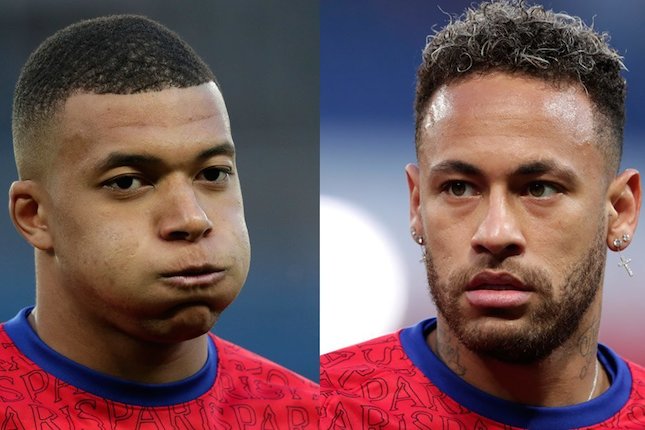 Duo lini depan PSG, Kylian Mbappe dan Neymar (c) AP Photo
