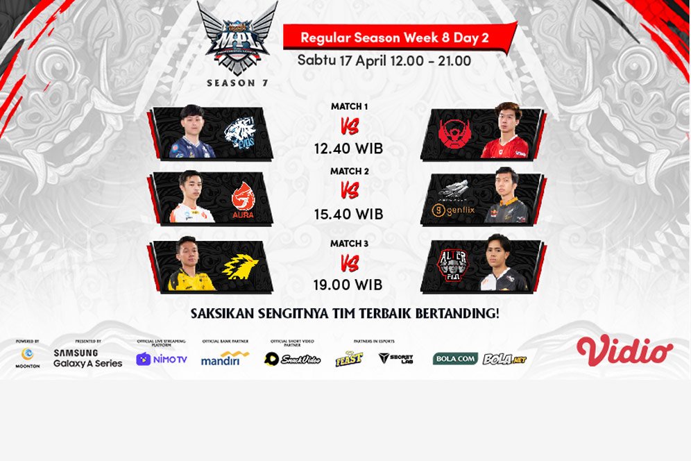 Jadwal MPL Season 7 di Vidio, Sabtu 17 April 2021: EVOS Hadapi BTR, ONIC Kontra Alter Ego