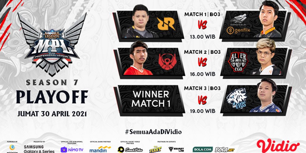 Jadwal Playoff Mpl Season 7 Di Vidio Jumat 30 April 2021 Dibuka Duel Rrq Hoshi Vs Genflix Aerowolf Bola 