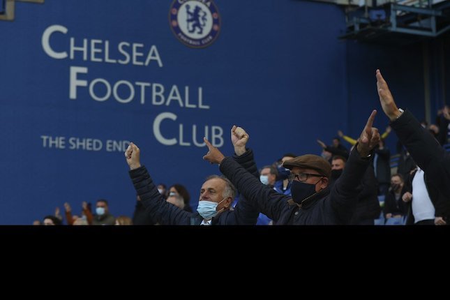 Fans Chelsea di Stamford Bridge (c) Pool via AP