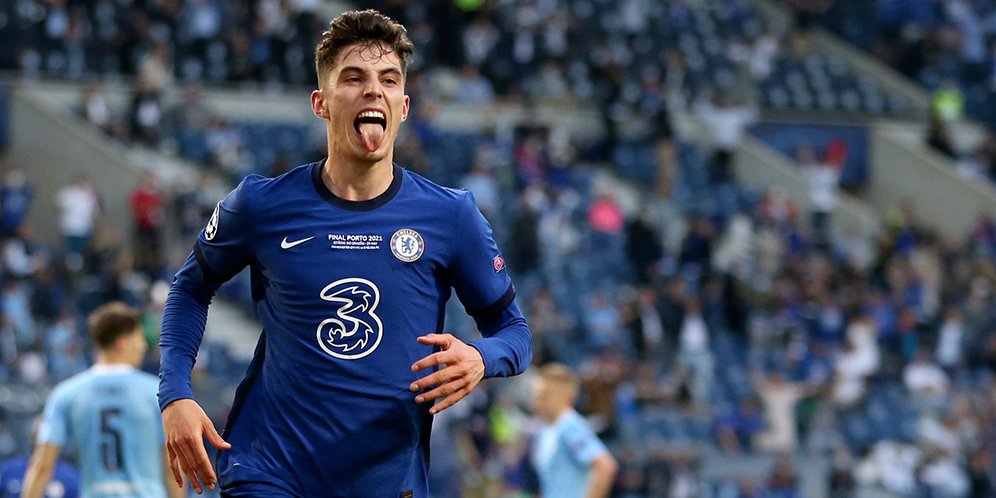 Selebrasi Kai Havertz usai menjebol gawang Ederson, Manchester City vs Chelsea, final Liga Champions 2020/21 (c) AP Photo