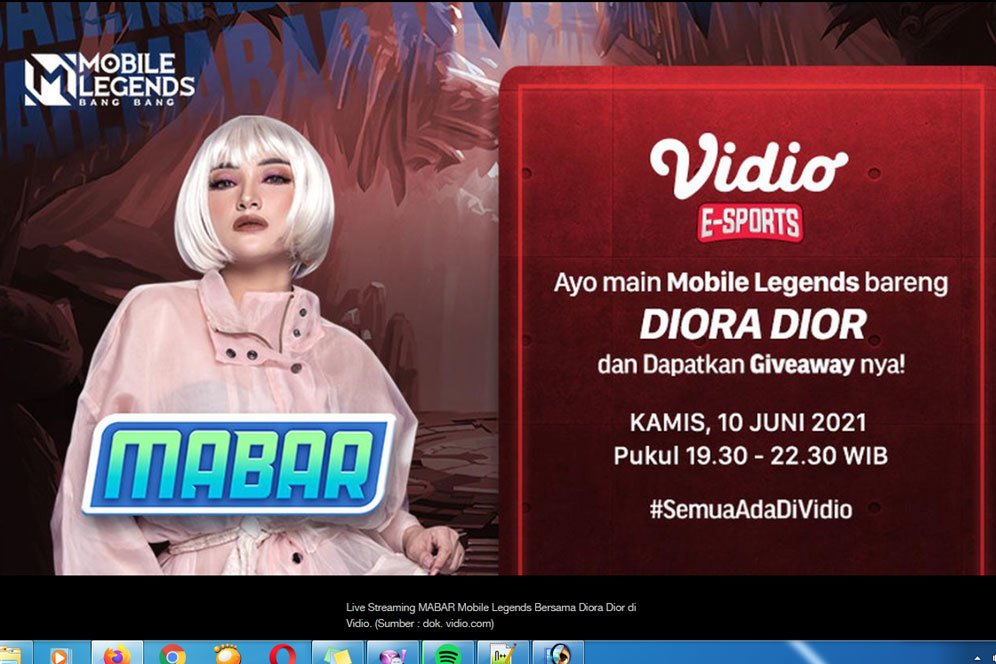 Yuk Tonton Live Streaming MABAR Mobile Legends Bareng Diora Dior di Vidio, Kamis 10 Juni 2021