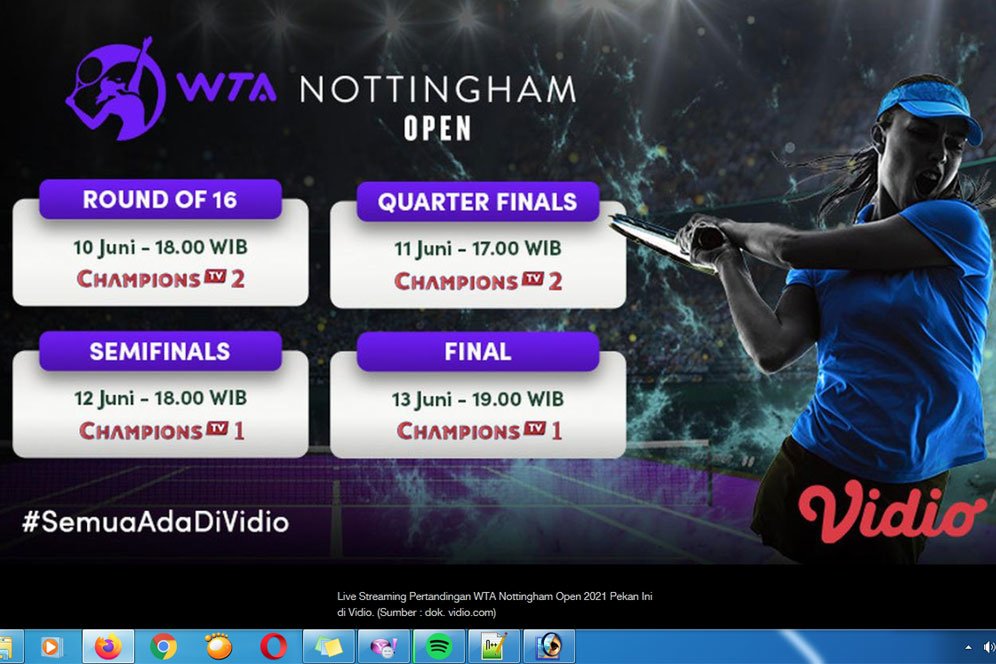 Jadwal Pertandingan dan Live Streaming WTA Nottingham Open 2021 di Vidio, 10-13 Juni 2021