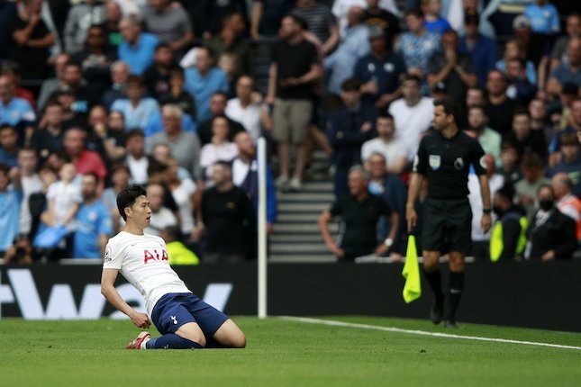 Son Heung-Min merayakan golnya ke gawang Manchester City di Tottenham Hotspur Stadium (c) AP Photo