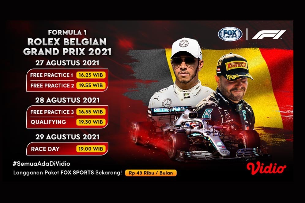 Jadwal dan Link Live Streaming Formula 1 Belgia, 27-29 Agustus 2021 di Vidio