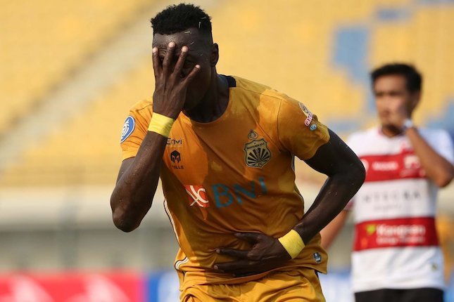 BRI Liga 1: Pemain Bhayangkara FC, Ezechiel Ndouasel (c) Bola.net/Ikhwan Yanuar