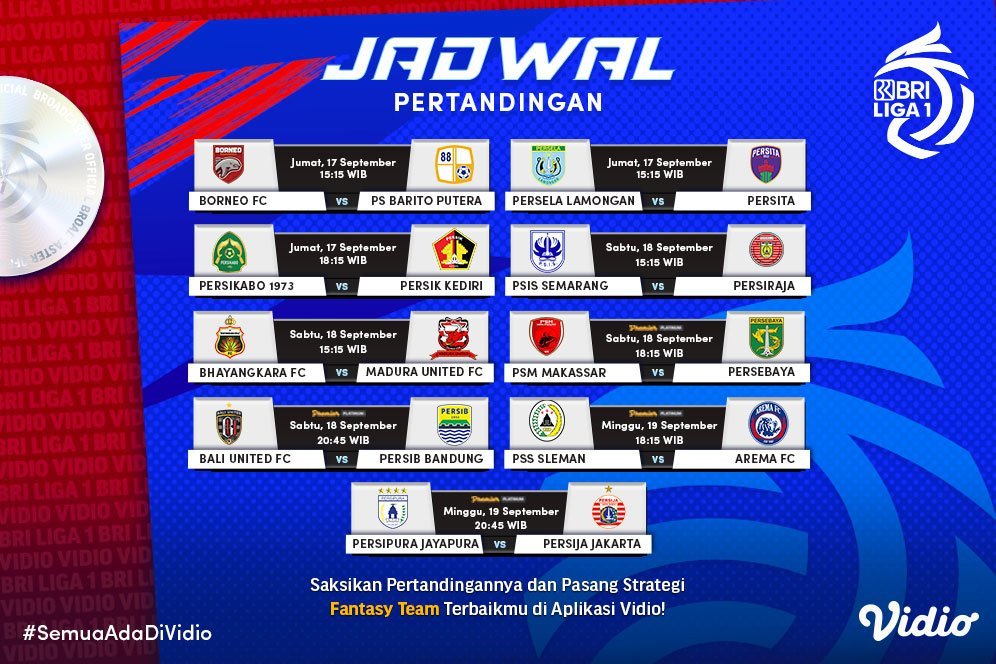 Link Live Streaming BRI Liga 1 2021/2022 Pekan Ketiga di Vidio, 17-19 September 2021 Link Live Streaming BRI Liga 1 2021/2022 Pekan Ketiga di Vidio, 17-19 September 2021