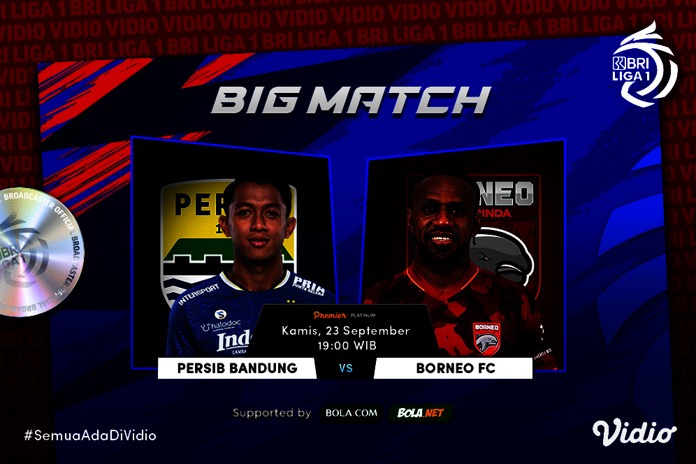 Link Live Streaming Big Match BRI Liga 1 2021/2022 : Persib vs Borneo FC di Vidio Malam Ini