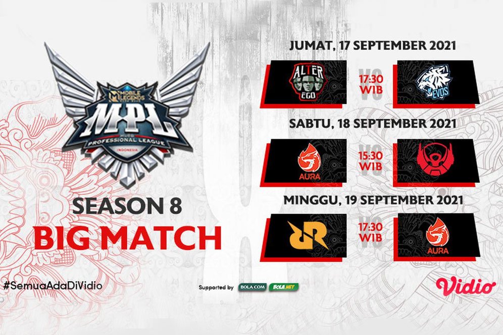 Live Streaming Pekan Keenam MPL ID Season 8 di Vidio, 17 hingga 19 September 2021