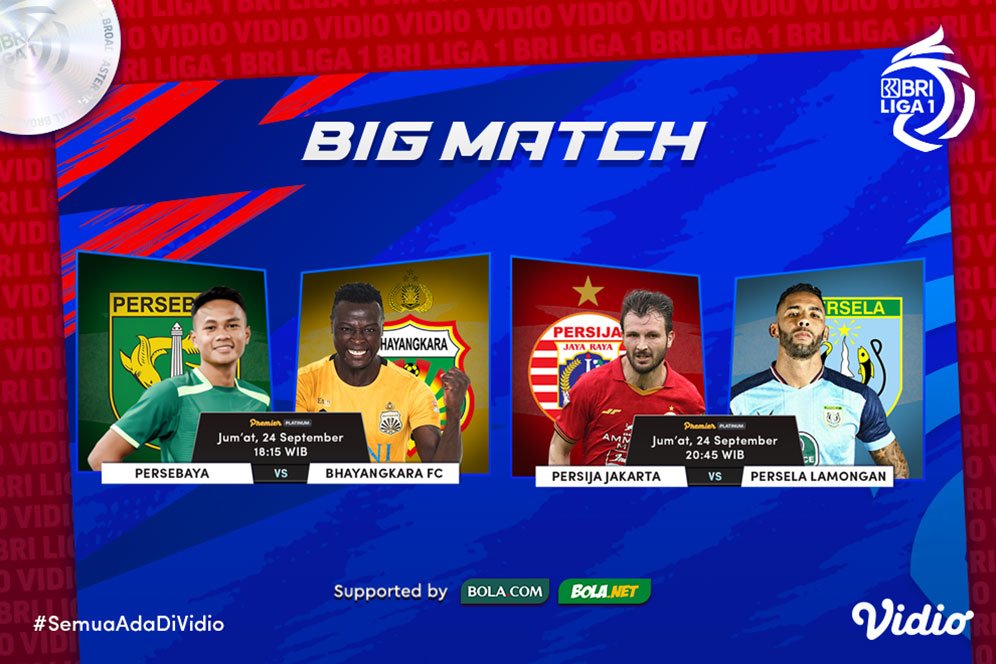 Link Live Streaming Big Match BRI Liga 1 2021/2022 di Vidio, Jumat 24 September 2021 Link Live Streaming Big Match BRI Liga 1 2021/2022 di Vidio, Jumat 24 September 2021