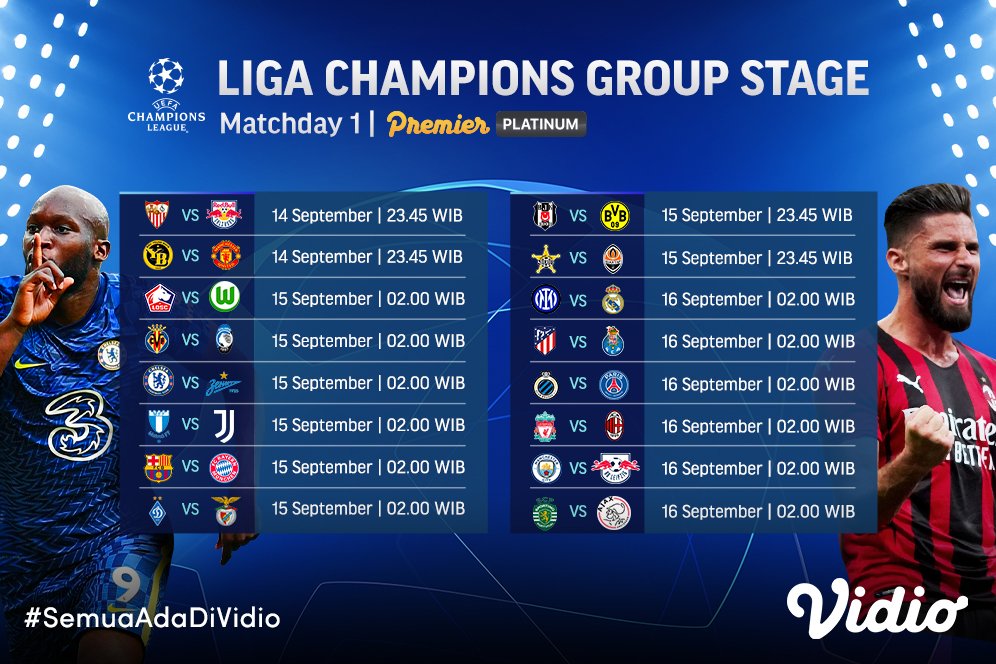 Link Live Streaming Liga Champions 2021/2022 Pekan Pertama di Vidio Link Live Streaming Liga Champions 2021/2022 Pekan Pertama di Vidio