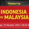 Piala Thomas 2021: Jadwal Siaran Langsung dan Live Streaming Indonesia vs Malaysia di Vidio