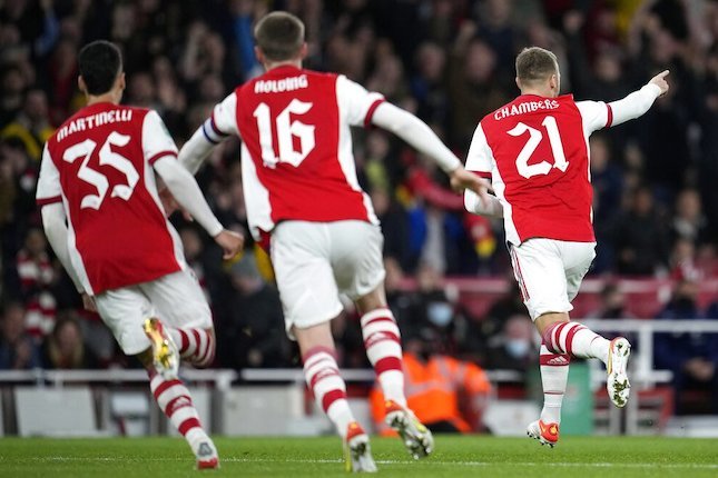 Selebrasi pemain-pemain Arsenal (c) AP Photo