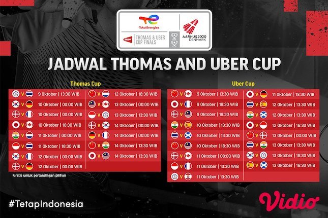 Jadwal Lengkap Piala Thomas dan Uber 2020