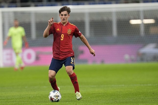 Pablo Gavi melakukan debut internasional bersama Spanyol pada laga semifinal UEFA Nations League, Kamis (7/10/2021) dini hari WIB (c) AP Photo