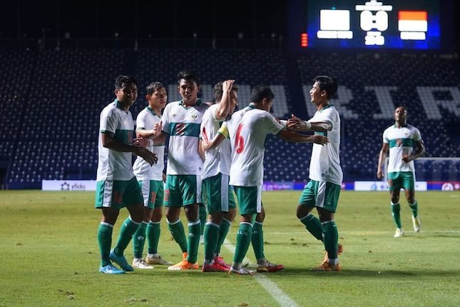 Timnas Indonesia merayakan gol pertama ke gawang Taiwan di leg kedua play off Piala Asia 2023, Senin (11/10/2021) (c) Dok. PSSI