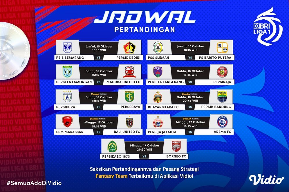 Link Live Streaming Seri Kedua BRI Liga 1 2021/2022 di Vidio Pekan Ini, 15-17 Oktober 2021