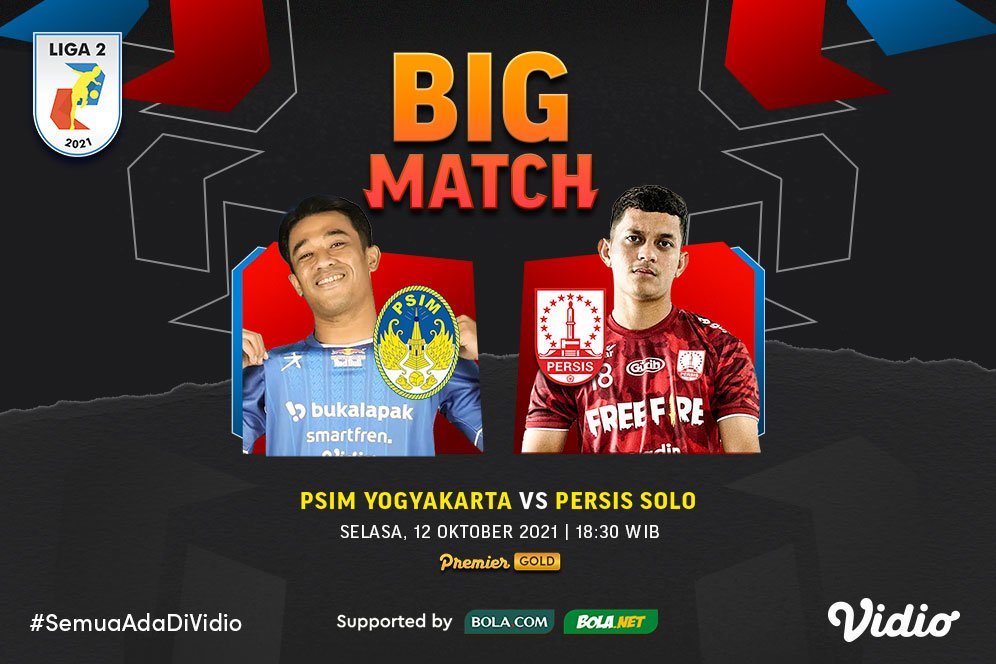 Link Live Streaming PSIM Yogyakarta vs Persis Solo di Vidio Malam Ini, Selasa 12 Oktober 2021