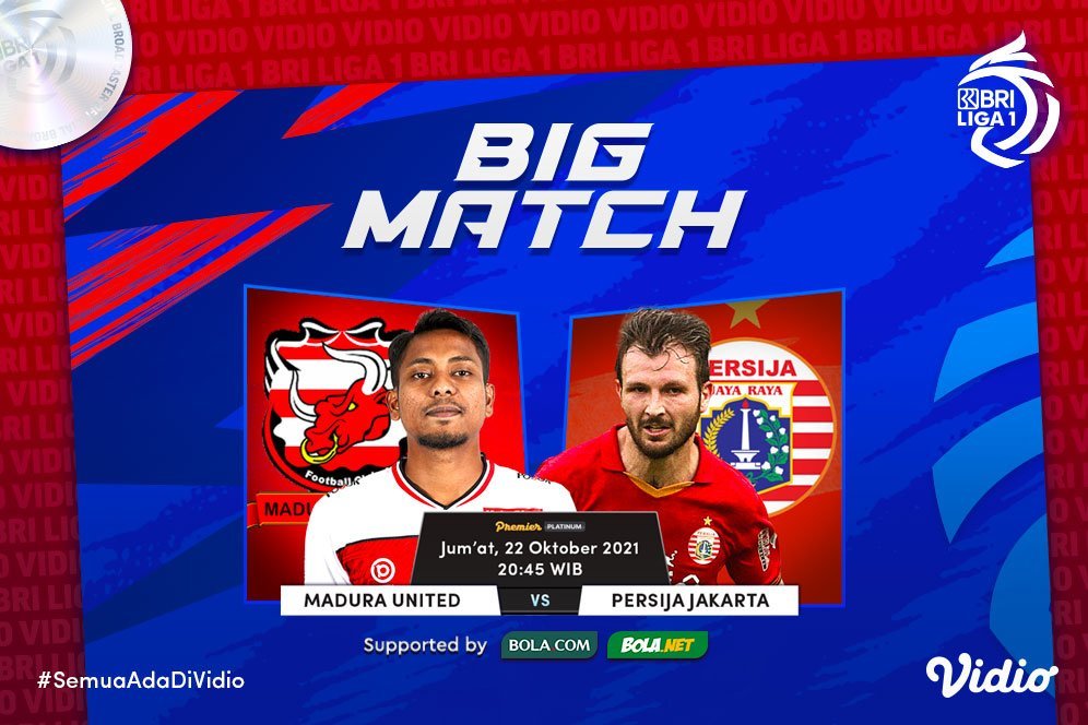 Link Live Streaming Madura United Vs Persija Jakarta BRI Liga 1 di Vidio Malam Ini