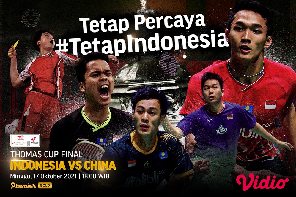 Link Live Streaming Indonesia vs China Final Piala Thomas 2020 di Vidio
