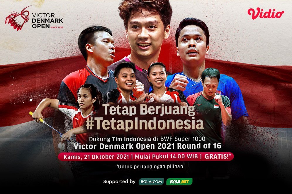 Jadwal dan Link Live Streaming Tim Indonesia dalam Babak 16 Besar Denmark Open 2021 di Vidio Jadwal dan Link Live Streaming Tim Indonesia dalam Babak 16 Besar Denmark Open 2021 di Vidio