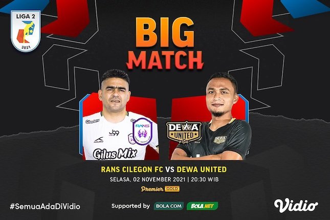 Live streaming RANS Cilegon FC vs Martapura Dewa United di Vidio (c) Vidio
