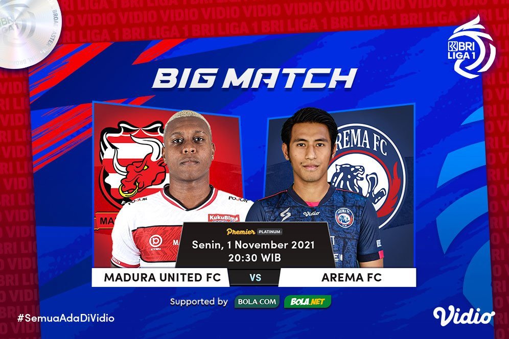 Link Live Streaming BRI Liga 1: Madura United vs Arema FC di Vidio