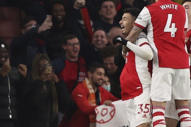 Penyerang Arsenal, Gabriel Martinelli. (c) AP Photo