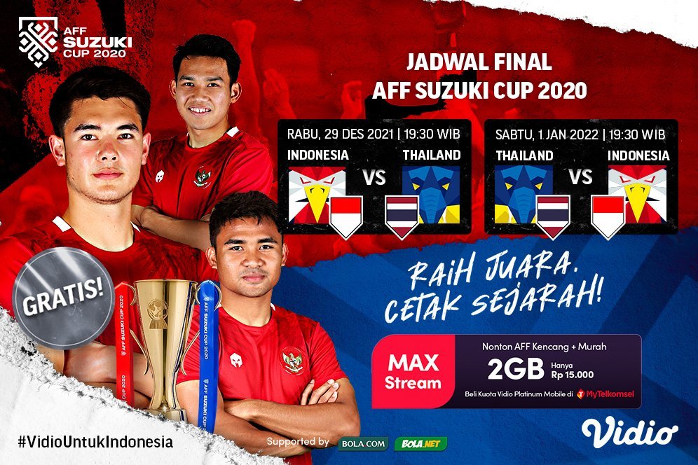 Live Streaming dan Jadwal Lengkap Final Piala AFF 2020: Indonesia Vs Thailand di Vidio