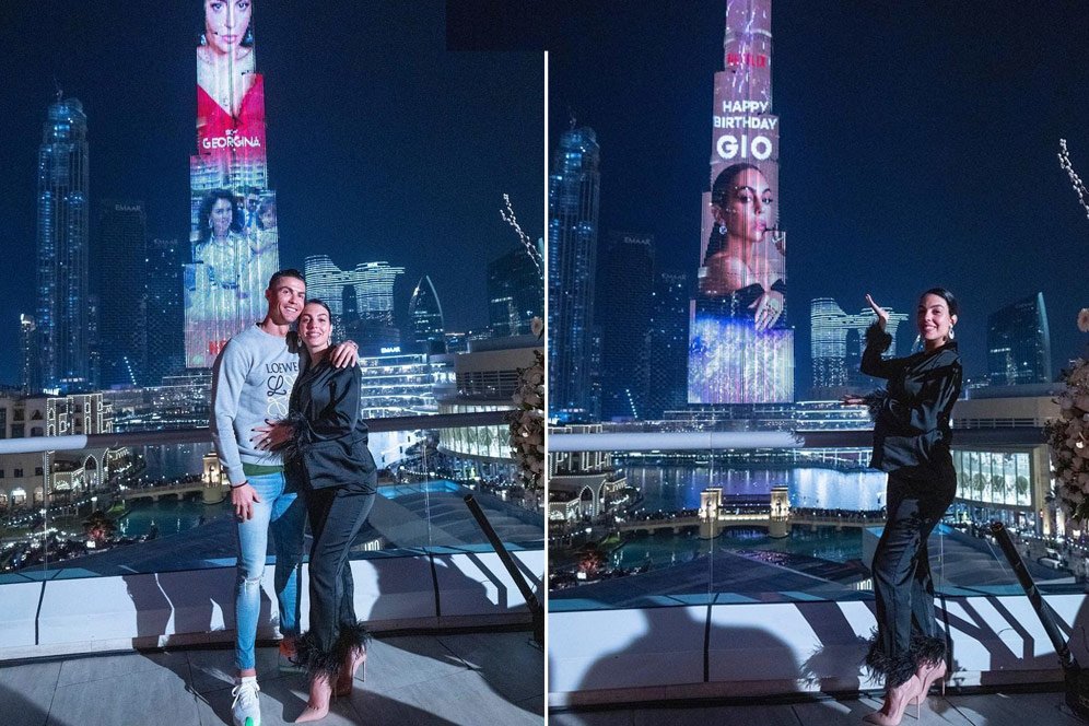 Hadiah Ultah Ronaldo buat Georgina: Dinner di Dubai, Potret Wajah di Gedung Tertinggi Dunia Hadiah Ultah Ronaldo buat Georgina: Dinner di Dubai, Potret Wajah di Gedung Tertinggi Dunia