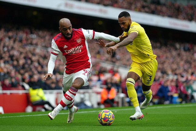 Aksi Alexandre Lacazette di laga Arsenal vs Brentford, Premier League 2021/22 (c) AP Photo