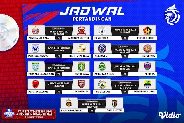 Jadwal Live Streaming Pertandingan BRI Liga 1 Pekan Ke-24 Di Vidio ...