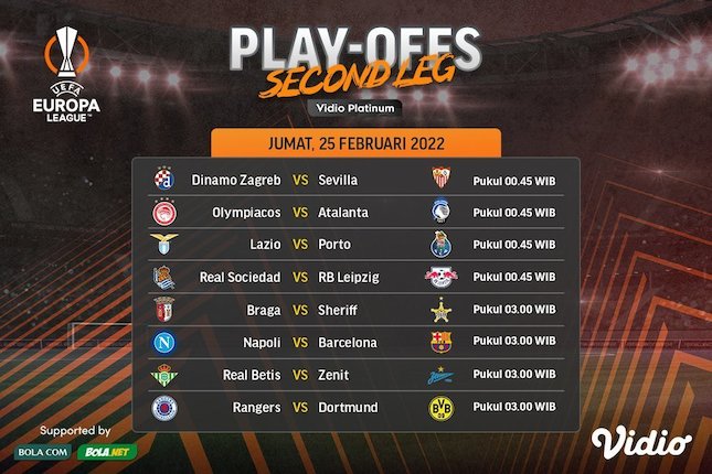 Jadwal Dan Live Streaming Leg Kedua Play-off Babak 16 Liga Europa 2021/ ...