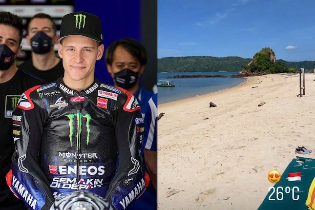 Para pembalap MotoGP bersantai di Lombok jelang uji coba pramusim di Mandalika. (c) Yamaha MotoGP, Instagram/Sava32