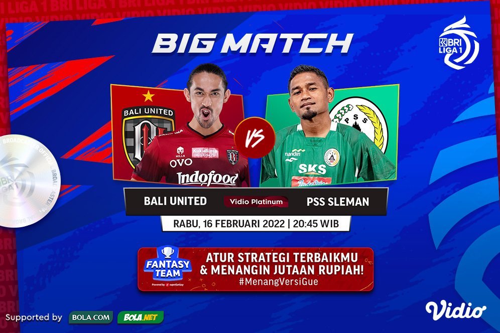 Jadwal Live Streaming BRI Liga 1: Bali United Vs PSS Sleman di Vidio, 16 Februari 2022