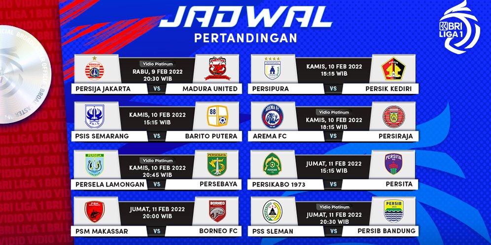 Jadwal Live Streaming Pertandingan BRI Liga 1 Pekan Ke-24 Di Vidio ...