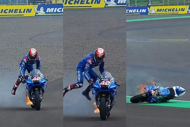 Motor Alex Rins Terbakar