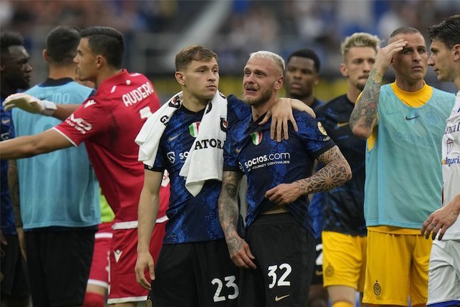 Ekspresi para pemain Inter Milan seusai pertandingan Giornata ke-38 Serie A 2021/22 (c) AP Photo