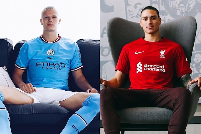Erling Haaland dan Darwin Nunez (c) Bola.net/MCFC/LFC