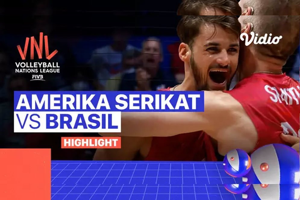 Highlights VNL 2022: Amerika Serikat Bungkam Brasil 3-1, Lolos ke Semifinal