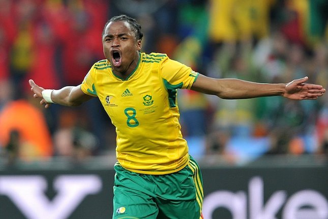 Siphiwe Tshabalala usai mencetak gol pada laga perdana Piala Dunia 2010 (c) FIFA World Cup Twitter
