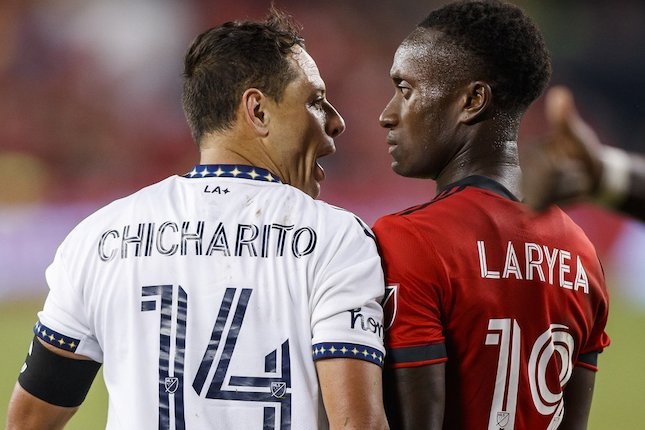 Aksi Javier Hernandez atau Chicharito bersama LA Galaxy pada musim 2022/2023 (c) AP Photo