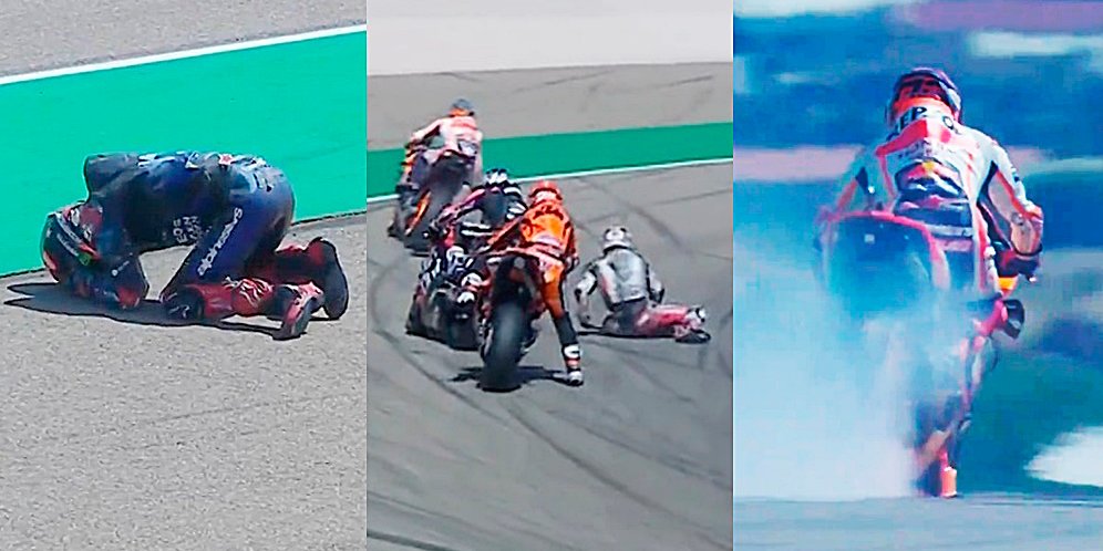 Video: Tabrakan Marc Marquez Vs Fabio Quartararo Dan Taka Nakagami Di ...