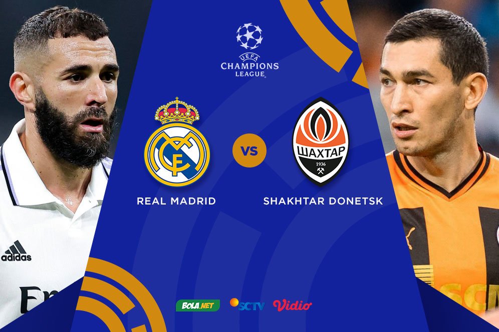 Link Streaming Liga Champions di Vidio: Real Madrid vs Shakhtar Donetsk, 6 Oktober 2022