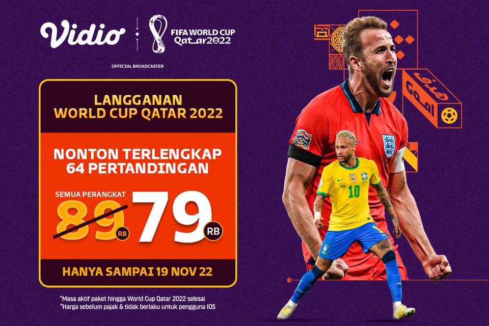 Nonton Piala Dunia 2022 Lebih Seru dan Hemat di Vidio, Manfaatkan Promo ini Bolaneters! Nonton Piala Dunia 2022 Lebih Seru dan Hemat di Vidio, Manfaatkan Promo ini Bolaneters!