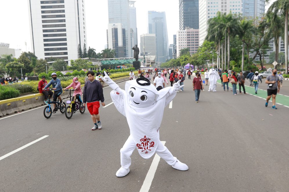 Simak Yuk! Keseruan La'eeb si Maskot Piala Dunia 2022 di CFD Jakarta