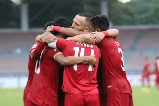 Selebrasi skuad Timnas Indonesia di laga Piala AFF 2022 versus Brunei Darussalam, Senin (26/12/2022) (c) Bola.com/Zulfirdaus Harahap