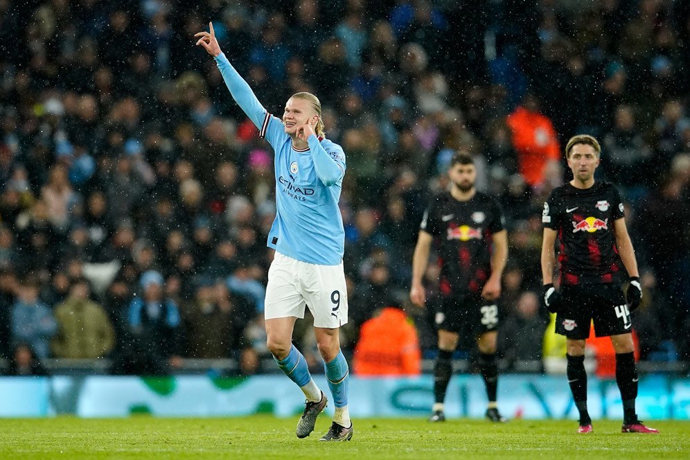 Monster! Saksikan Kengerian Erling Haaland Saat Borong 5 Gol di Laga Manchester City vs RB Leipzig