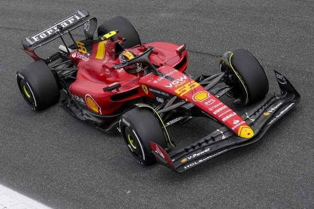 Hasil FP1 Pembalap Scuderia Ferrari, Carlos Sainz jr (c) AP Photo/Luca Bruno